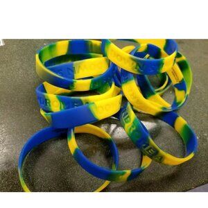 Set of 36 ~ Down Syndrome Awareness Silicone Bracelets Navy and Yellow